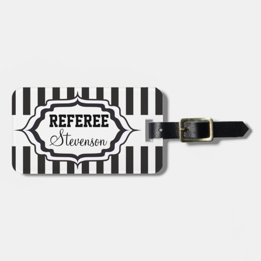 Zwarte en witte streep - Referentie Bagagelabel (Voorkant horizontaal)