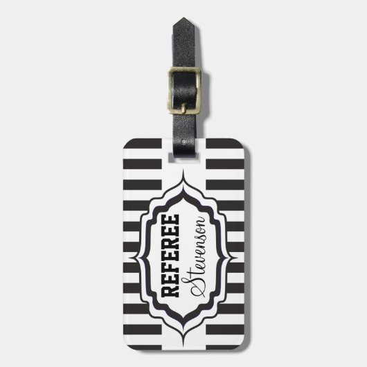 Zwarte en witte streep - Referentie Bagagelabel (Voorkant verticaal)