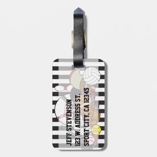 Zwarte en witte streep - Referentie Bagagelabel (Achterkant verticaal)