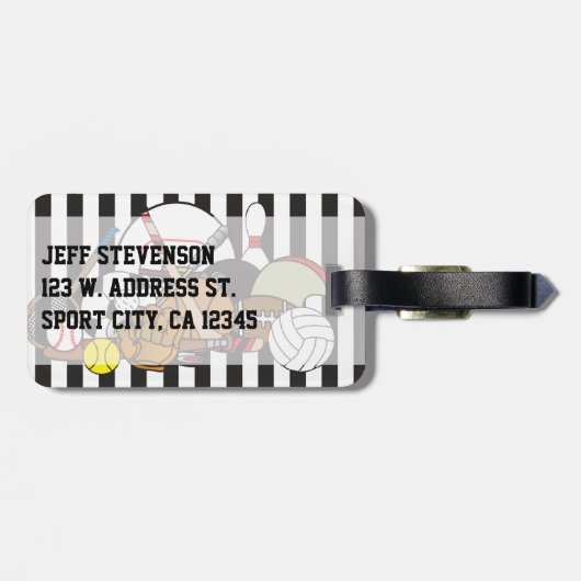 Zwarte en witte streep - Referentie Bagagelabel (Achterkant horizontaal)