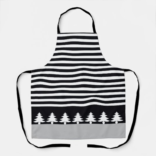 Zwarte en witte streep schort (Voorkant)