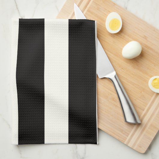 Zwarte en witte streep theedoek (Quarter Fold)