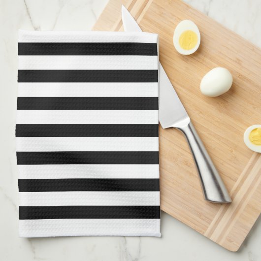 Zwarte en witte streep theedoek (Quarter Fold)