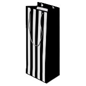 Zwarte en witte streep wijn cadeautas (Achterkant Gekanteld)