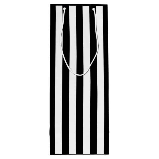 Zwarte en witte streep wijn cadeautas (Achterkant)