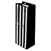 Zwarte en witte streep wijn cadeautas (Voorkant Gekanteld)