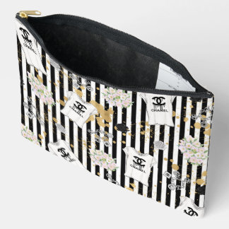 Zwarte en witte streepjes fashion tasje met stijlv etui