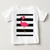 Zwarte en witte strepe roze flamingo (Voorkant)