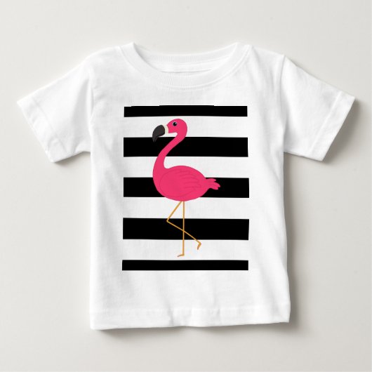 Zwarte en witte strepe roze flamingo (Voorkant)