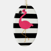 Zwarte en witte strepe roze flamingo keramisch ornament (Rechts)
