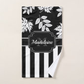 Zwarte en witte strepen bad handdoek (Handdoek)