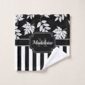 Zwarte en witte strepen bad handdoek (Wasdoekje)