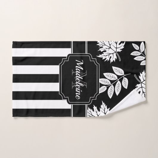 Zwarte en witte strepen bad handdoek (Handdoek)