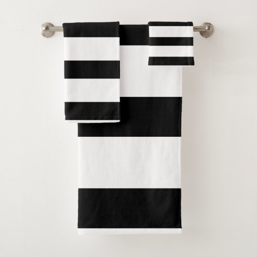 Zwarte en witte strepen bad handdoek (Insitu)