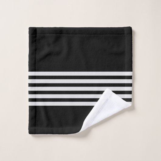 Zwarte en witte strepen badkamer bad handdoek (Wasdoekje)
