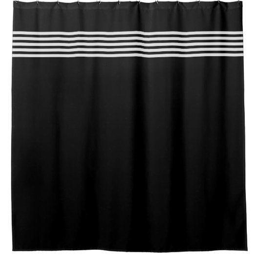 Zwarte en witte strepen badkamer douchegordijn (Voorkant)