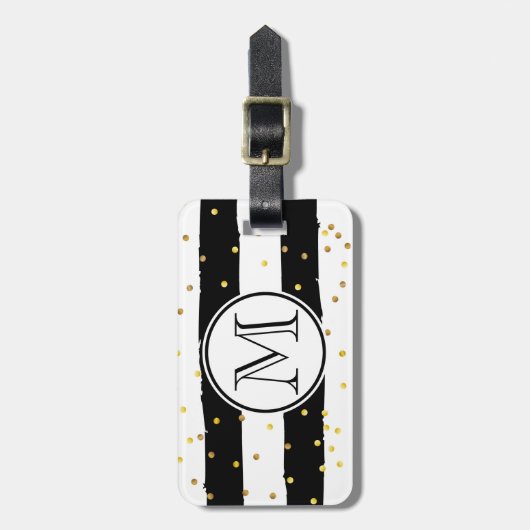 Zwarte en witte strepen bagagelabel (Voorkant verticaal)