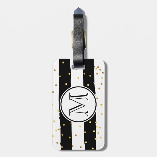 Zwarte en witte strepen bagagelabel (Achterkant verticaal)