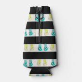 Zwarte en witte strepen beter leven in teenslipper flesjeskoeler (Achterkant)