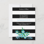 Zwarte en witte strepen | Blauwe Floral | Baby sho Kaart (Achterkant)