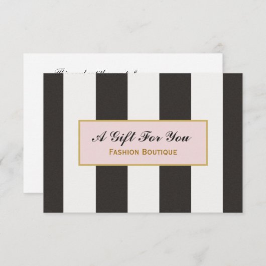 Zwarte en witte strepen Boutique Gift Certificate (Voorkant / Achterkant)