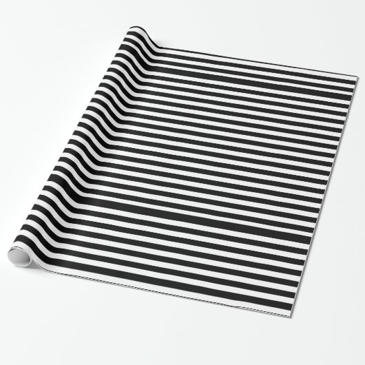 Zwarte en witte strepen cadeaupapier (Uitgerold)