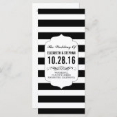Zwarte en witte strepen chique huwelijksprogramma' programmakaart (Voorkant / Achterkant)