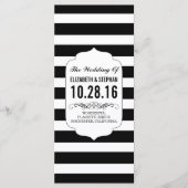 Zwarte en witte strepen chique huwelijksprogramma' programmakaart (Voorkant)