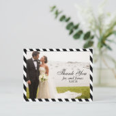 Zwarte en witte strepen Dank u bruiloft Briefkaart (Staand voorkant)