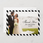 Zwarte en witte strepen Dank u bruiloft Briefkaart (Voorkant / Achterkant)