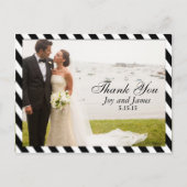 Zwarte en witte strepen Dank u bruiloft Briefkaart (Voorkant)