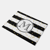 Zwarte en witte strepen deurmat (Schuin)