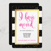 Zwarte en witte strepen en goud | Ik ben verhuisd Aankondiging (Voorkant / Achterkant)