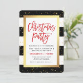 Zwarte en witte strepen en goud | kerstfeest kaart (Staand voorkant)