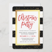 Zwarte en witte strepen en goud | kerstfeest kaart (Voorkant)