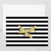 Zwarte en witte strepen en gouden vliegtuigen kaart (Voorkant / Achterkant)