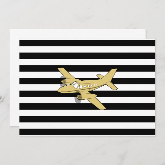 Zwarte en witte strepen en gouden vliegtuigen kaart (Voorkant / Achterkant)