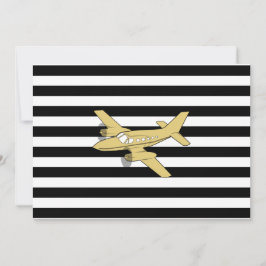 Zwarte en witte strepen en gouden vliegtuigen kaart