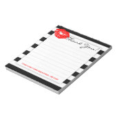 Zwarte en witte strepen en Klassieke rode lips Not Notitieblok (Linkerzijde)