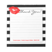 Zwarte en witte strepen en Klassieke rode lips Not Notitieblok (Voorkant)