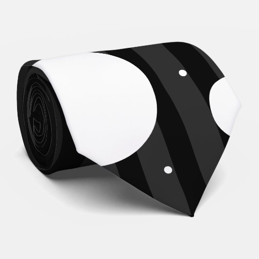 Zwarte en witte strepen en pooldijen stropdas (Opgerold)