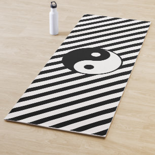 Zwarte en witte strepen en Yin Yang Symbool Yogamat