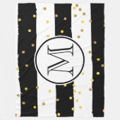 Zwarte en witte strepen fleece deken (Voorkant)