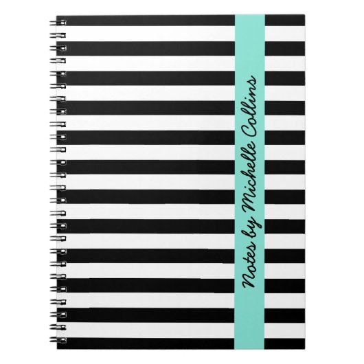 Zwarte en witte strepen, gepersonaliseerde naam notitieboek (Voorkant)