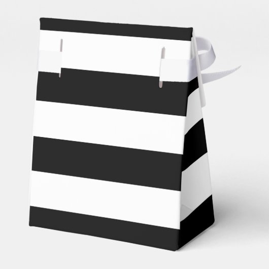 Zwarte en witte strepen gestreepte verjaardagsfees bedankdoosjes (Achterkant)