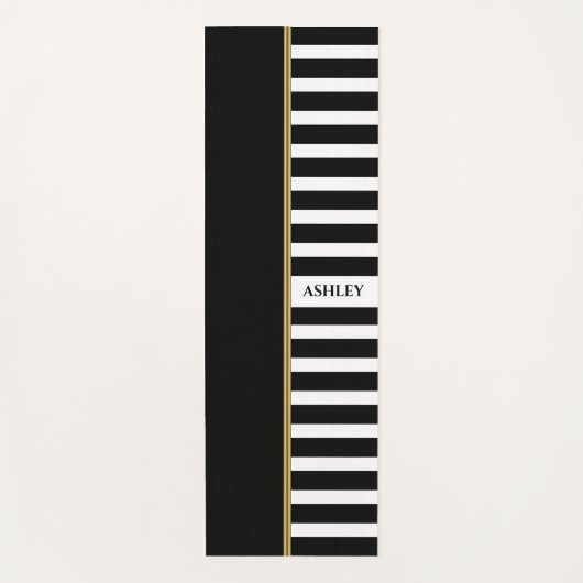 Zwarte en witte strepen Gold Stripe Yoga Mat (Voorkant)