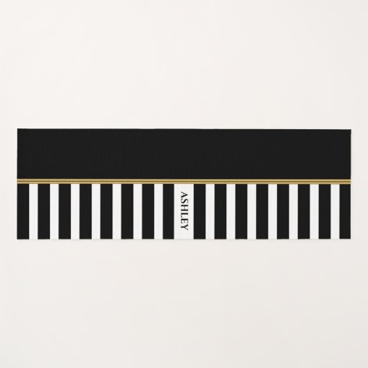 Zwarte en witte strepen Gold Stripe Yoga Mat (Voorkant (horizontaal))