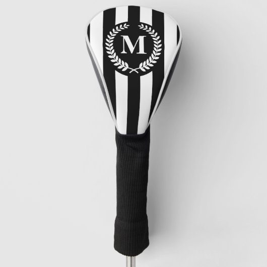 Zwarte en witte strepen golfheadcover (Voorkant)
