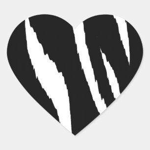 Zwarte en witte strepen hart sticker