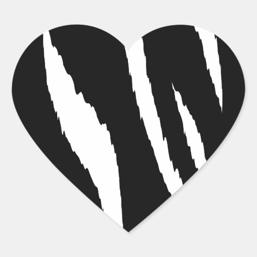 Zwarte en witte strepen hart sticker (Voorkant)